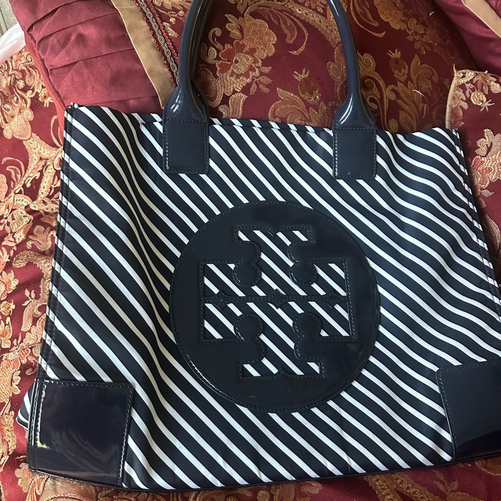Tory Burch Black and White Geometric Tote